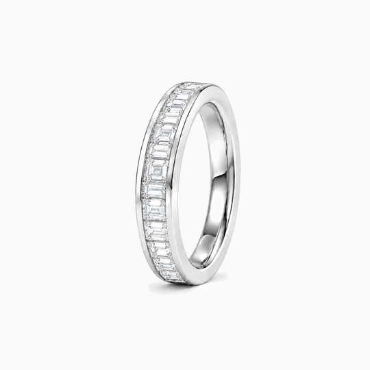 050Ct End To End Lab Grown Baguette Diamond Ring White Gold Standing