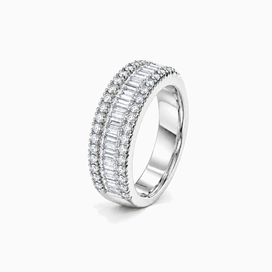 100Ct Baguette Round Diamond Ring White Gold Standing