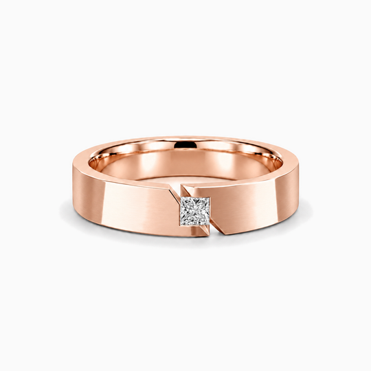 Princess Cut Diamond Cross Split Ring 18K Rose Gold 01 Lying