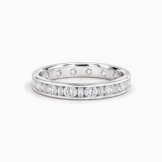 150Ct Full Channel Dot Dash Diamond Ring White Gold Lying
