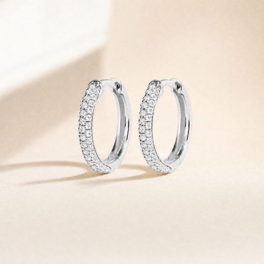 Huggy Hoop Diamond Earrings White Gold Lifestyle