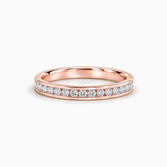 050Ct Full Channel Round Diamond Ring Rose Gold Lying