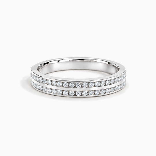 030Ct Half Channel Two Row Round Diamond Ring White Gold Lying