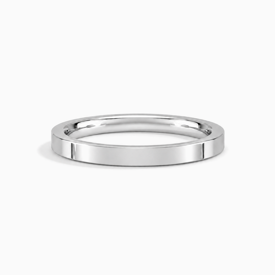 Womens 2Mm Heavy Weight Flat Court Wedding Ring Platinum Lying