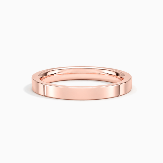Womens 2.5Mm Heavy Weight Flat Court Wedding Ring Rose Gold Lying