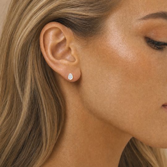 Pear Bezel Diamond Studs Model