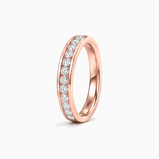 200Ct Full Channel Round Diamond Ring Rose Gold Standing