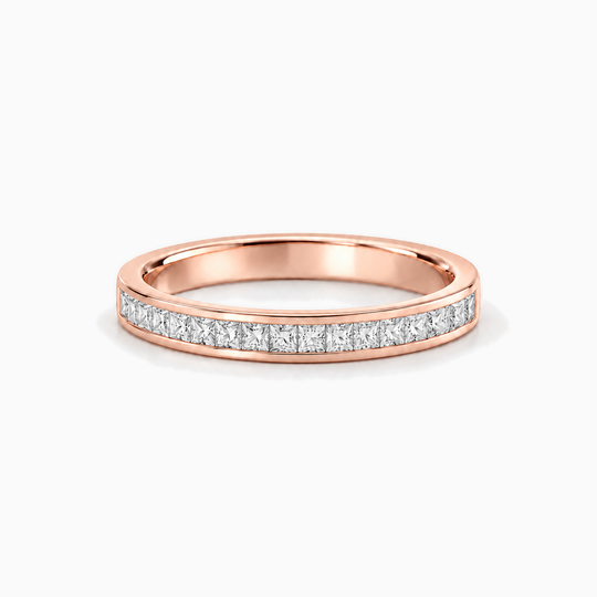 050Ct Half Channel Princess Cut Diamond Ring Rose Gold Lying