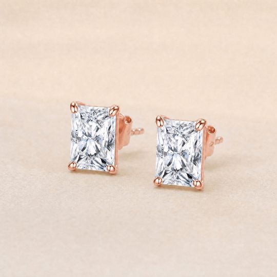 Radiant Diamond Studs Rose Gold Lifestyle