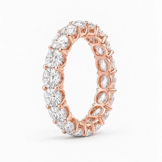 Oval Cut Lab Grown Diamond Eternity Ring Rose 02 Standing