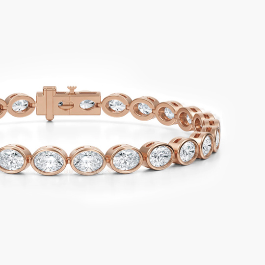 Oval Bezel Rose Tennis Close Up