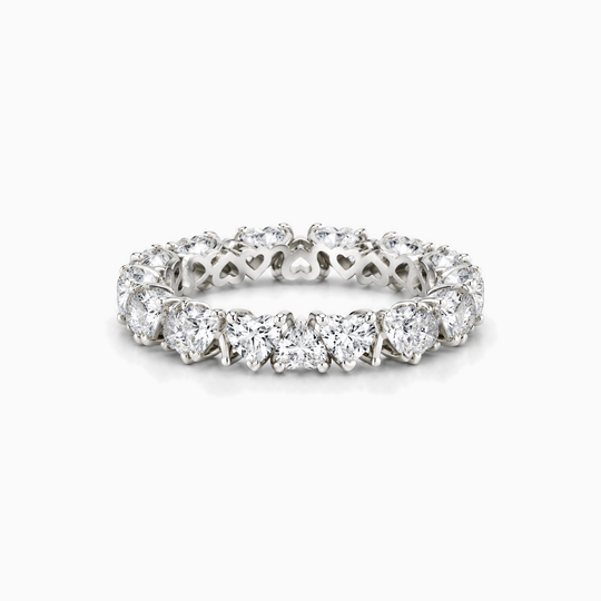 Fullset Heart Cut Lab Grown Diamond Eternity Ring Platinum 01 Flat