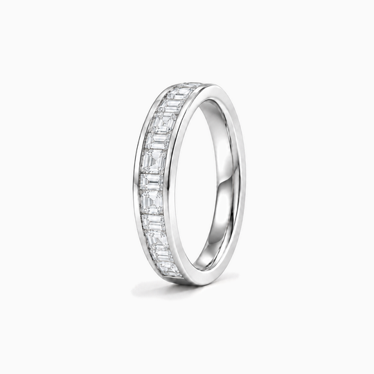 050Ct End To End Baguette Diamond Ring White Gold Standing