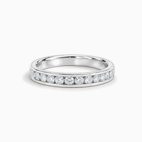 100Ct Half Channel Round Diamond Ring White Gold Lying