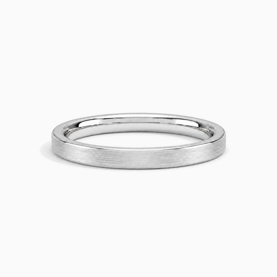 Womens 2.5Mm Flat Court Matt Finish Wedding Ring White Gold Lying