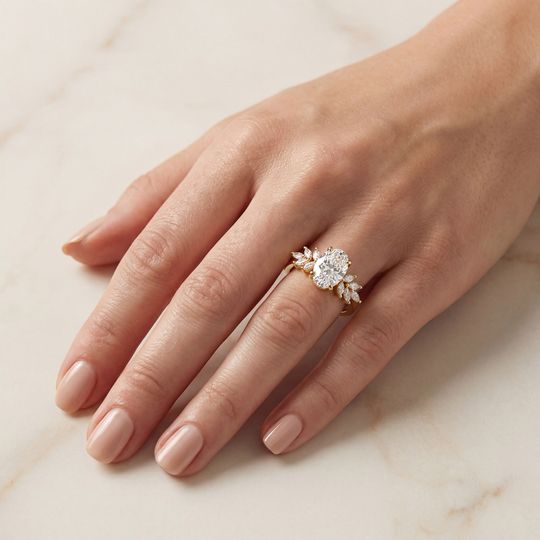 Layla Oval Diamond Band In 18K Yellow Gold