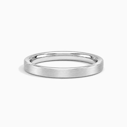 Womens 2.5Mm Heavy Weight Flat Court Matt Finish Wedding Ring Platinum Lying