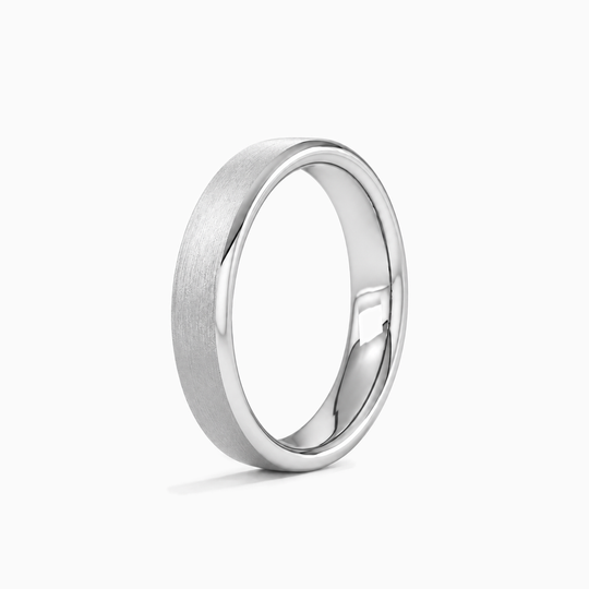 Womens 4Mm Flat Court Matt Finish Wedding Ring Platinum Standing