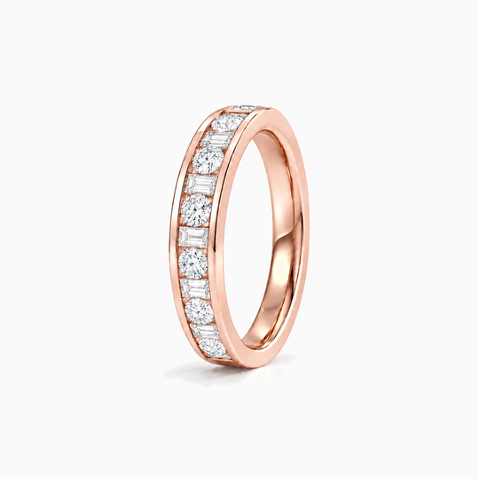 100Ct Half Channel Dot Dash Diamond Ring Rose Gold Standing