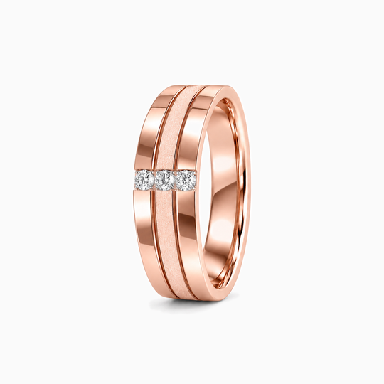Round Diamond Split Groove Ring 18K Rose Gold 02 Standing