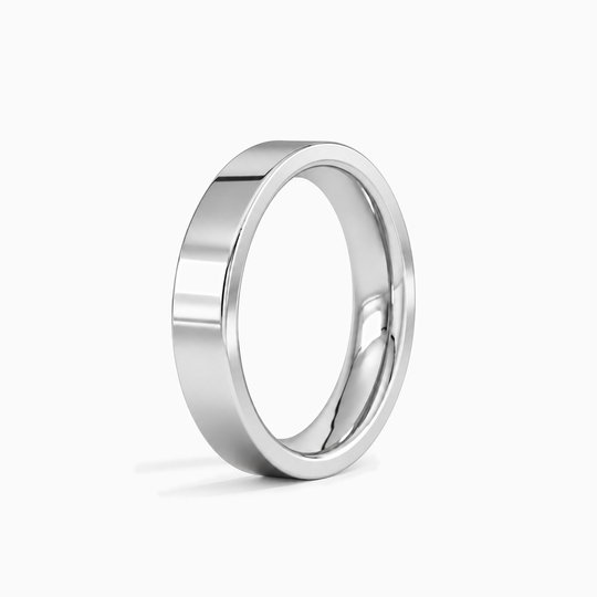 Womens 4Mm Flat Court Wedding Ring Platinum Standing