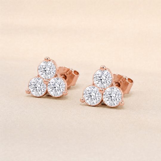 Trio Diamond Studs Rose Gold Lifestyle
