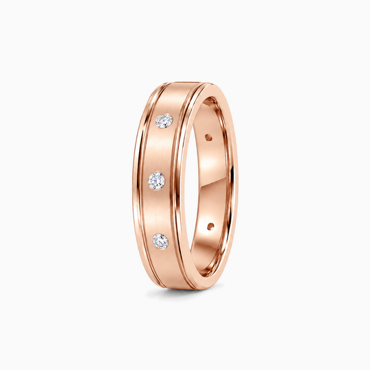 Round Diamond Sequence Ring 18K Rose Gold 02 Standing