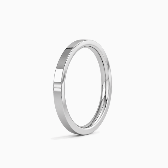 Womens 2Mm Flat Court Wedding Ring Platinum Standing