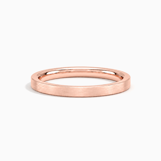 Womens 2Mm Heavy Weight Flat Court Matt Finish Wedding Ring Rose Gold Lying