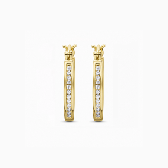 Classic Diamond Channel Hoop Earrings 54462 1