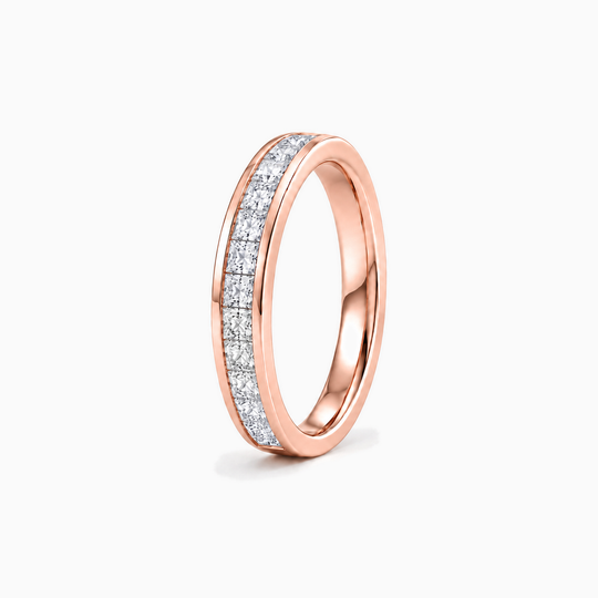 050Ct Half Channel Princess Cut Diamond Ring Rose Gold Standing