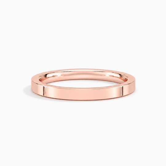 Womens 2Mm Heavy Weight Flat Court Wedding Ring Rose Gold Lying