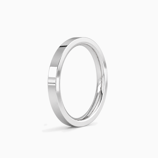 Womens 2.5Mm Flat Court Wedding Ring White Gold Standing