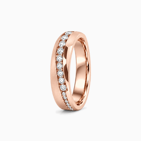 Diamond Off Centre Channel Ring 18K Rose Gold 02 Standing