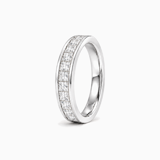 200Ct Half Channel Princess Cut Diamond Ring White Gold Standing