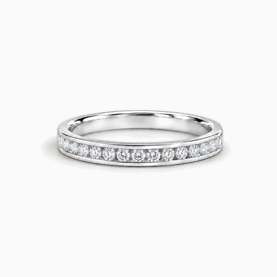 050Ct Half Channel Round Diamond Ring White Gold Lying