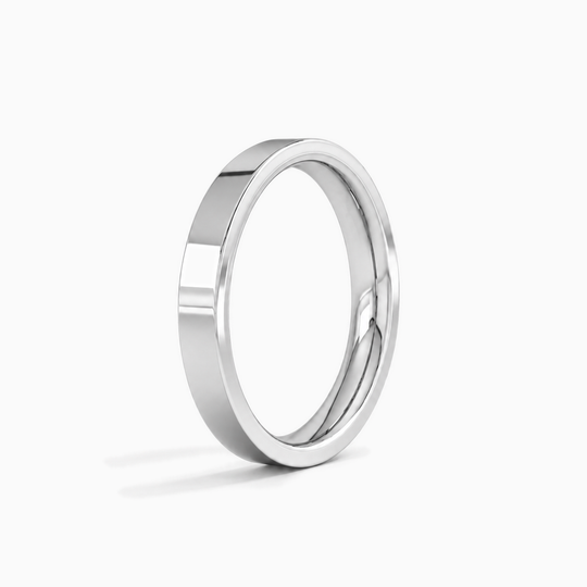 Womens 3Mm Flat Court Wedding Ring White Gold Standing