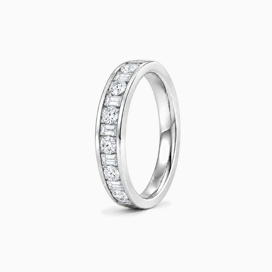 050Ct Half Channel Dot Dash Diamond Ring White Gold Standing