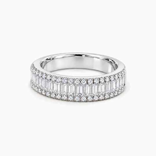 100Ct Baguette Round Diamond Ring White Gold Lying