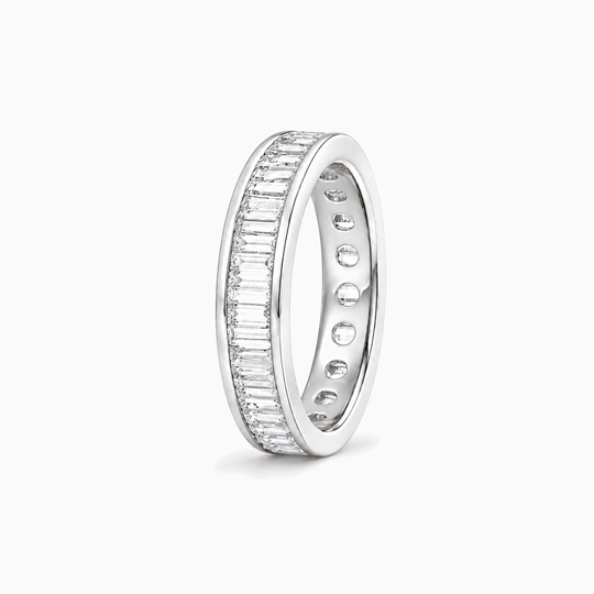 Baguette Diamond Full Channel Ring White Gold Standing