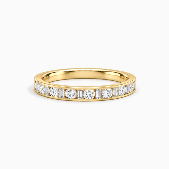 050Ct Half Channel Dot Dash Diamond Ring Yellow Gold Lying