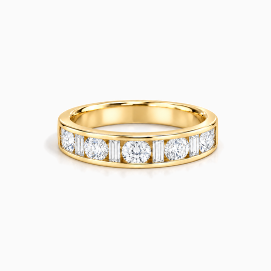 150Ct Half Channel Dot Dash Diamond Ring Yellow Gold Lying