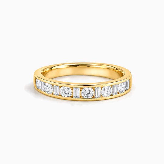 075Ct Half Channel Dot Dash Diamond Ring Yellow Gold Lying