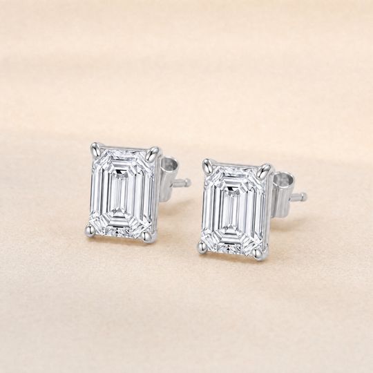 Emerald Diamond Studs White Gold Lifestyle