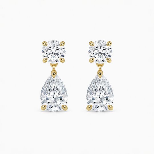 Raindrop Diamond Earrings Yellow Front