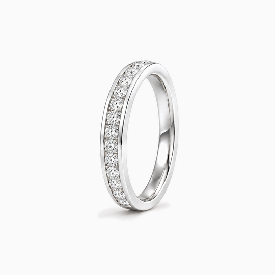 050Ct Half Channel Round Diamond Ring White Gold Standing
