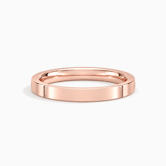 Womens 3Mm Flat Court Wedding Ring Rose Gold Lying
