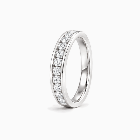 100Ct Half Channel Round Diamond Ring White Gold Standing