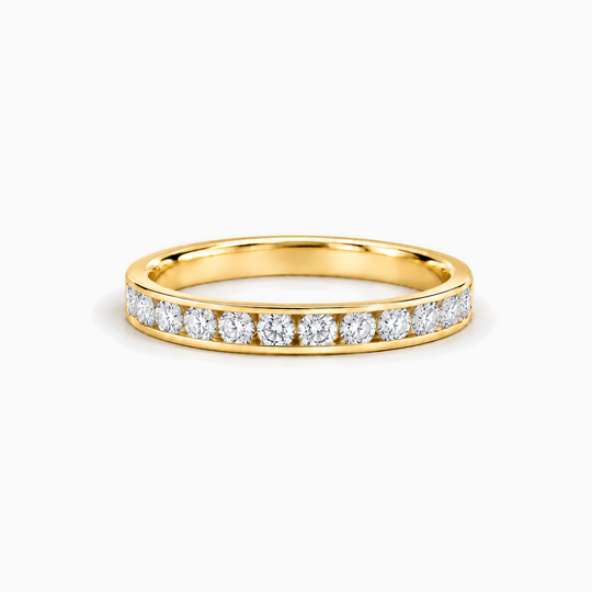 150Ct Full Channel Round Diamond Ring Yellow Gold Lying