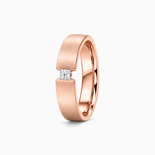 Princess Cut Diamond Tension Ring 18K Rose Gold 02 Standing